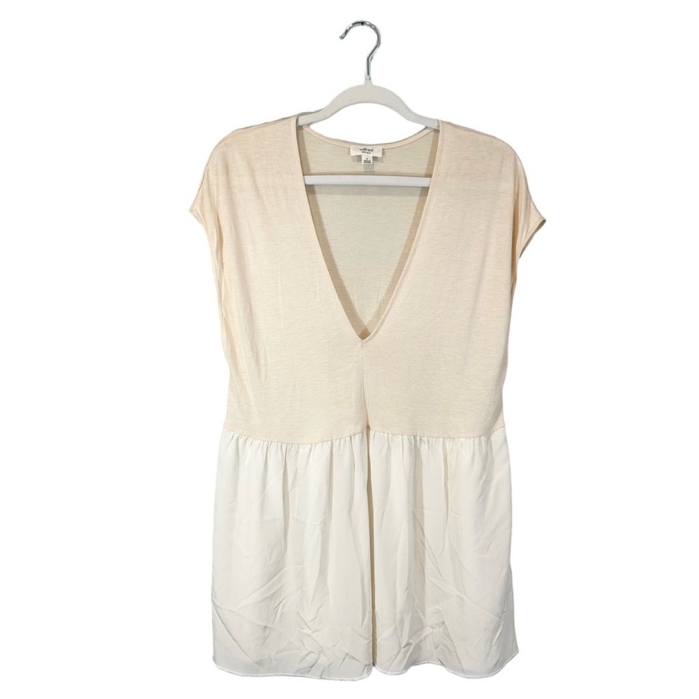 Aritzia Wilfred Silk Knit Blouse Blush Pink Cream Deep V-Neck, Size S